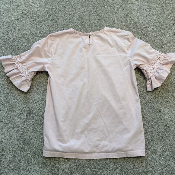 Colorful Childhood Pink 3/4 Length Bell Sleeves Ruffled Cuff Shirt Kid's 10-11 Y - Picture 5 of 7